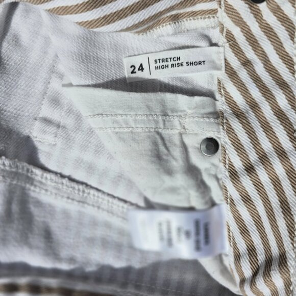 PacSun High-Rise Striped Shorts - Tan & White - Size 24 - Picture 3 of 3